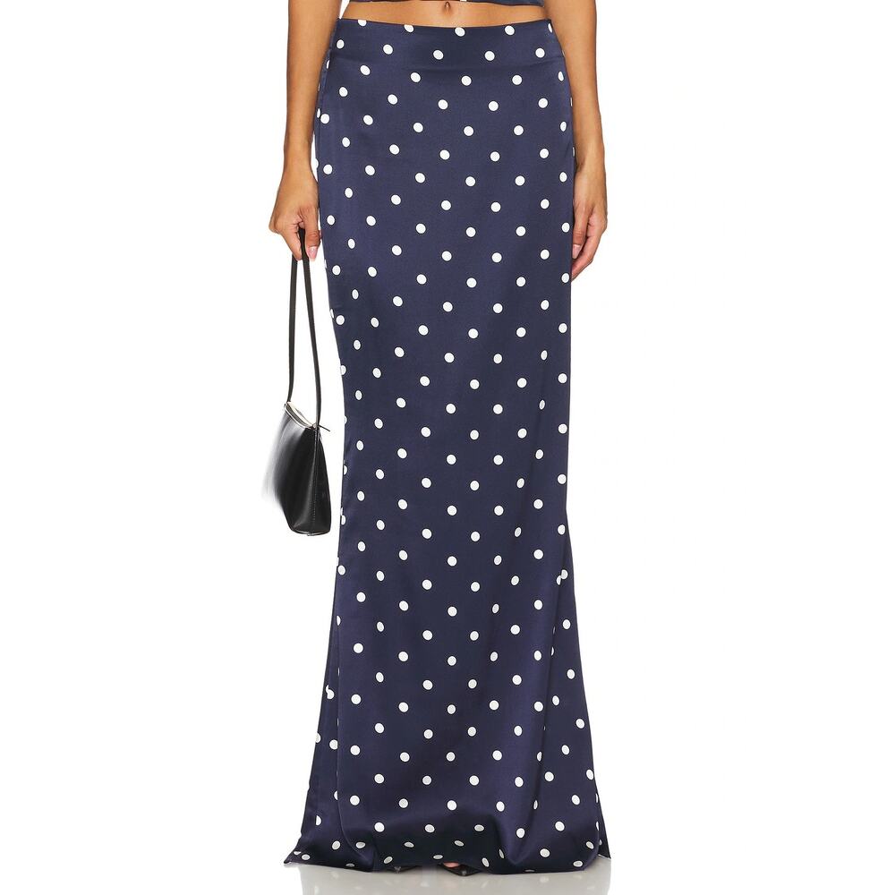 Retrofete Darla Maxi Skirt Silk Blend Polka Dot Party Evening Festival Summer L